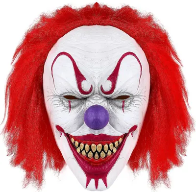Produktbild von Gruselige Halloween-Clown-Maske mit rotem Haar, Vollkopf, für Erwachsene, böser Joker, Latex-Maske für Halloween-Party, Cosplay, Maskenkostüm