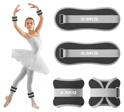 Immagine prodotto di Pesi da polso da 0,5 kg, confezione da 2, colore nero, per Pilates