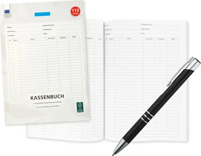Produktbild von Kassenbuch / A4 / 56 Blatt / mit Metallkugelschreiber