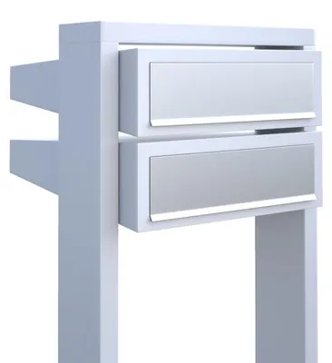 Produktbild von Briefkastenanlage Stairs for Two in Weiß mit Edelstahlklappe