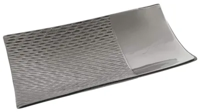 Keramik-Tischaufsatz, rechteckig, silberfarben, 40x24x8 cm