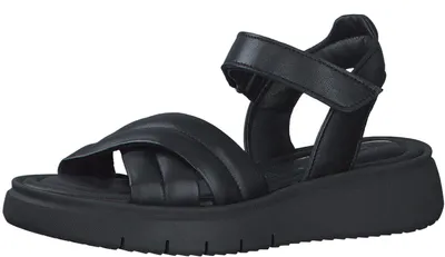 Produktbild von Tamaris Damen Plateau Sandalen Leder Sommer; BLACK LEATHER/schwarz; 37 EU