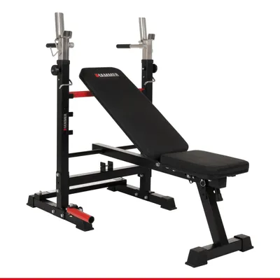 Zdjęcie produktu dla HAMMER Force 4.0, Ławka treningowa do ćwiczeń na płasko, 100 kg, Dom, 180 kg, Tylne, Asb, Biceps, Klatka piersiowa, Lower limbs, Ramiona, Triceps, Płaskie i pochyłe
