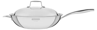 Productafbeelding van Tramontina Grano 62158320 wokpan, 32 cm diameter, roestvrij staal, geschikt voor inductiekookplaten, inclusief deksel