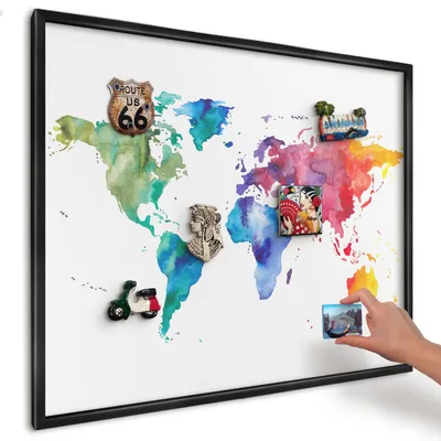 Produktbild von Magnettafel 80x60 cm mit schwarzem Rahmen - Magnetische Metalltafel, Magnetpinnwand zur Wandmontage für Wohnzimmer, Küche, Flur, Kinderzimmer und Büro - Farbkarte