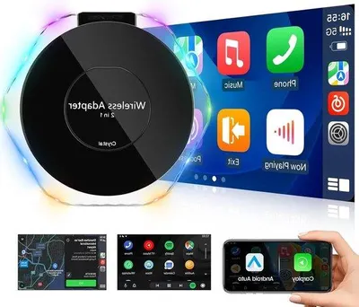 Immagine prodotto di Adattatore wireless 2 in 1 per auto con CarPlay e Android Auto - Dongle Plug & Play per la conversione wireless a CarPlay - iOS 10+ e Android 11+