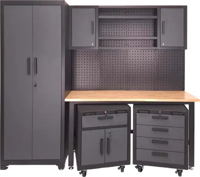 Produktbild von Werkstattwand Stahlbruck WWC 2600 FLEX, flexibel zusammmenstellbar, grau-schwarz
