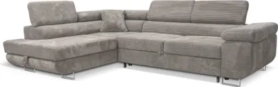 Produktbild von Ecksofa Aller L-form Schlafsofa in Hellgrau Cord Eckcouch mit Schlaffunktion und Bettkasten, Links Ottomane