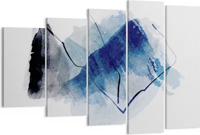 Produktbild von Bild auf Leinwand - Leinwandbild - 5 Teile - Blau Schwarz Abstraktion - 150x100cm - Wand Bild - Wanddeko - Wandbilder - Leinwanddruck - Bilder - Wanddekoration - Leinwand bilder - EG150x100-5058