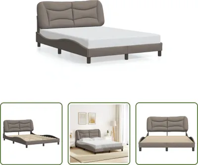 Produktbild von The Living Store Bettgestell mit Kopfteil Taupe 140x200 cm Stoff