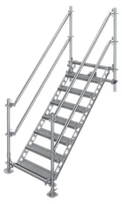 Produktbild von Bautreppe Außentreppe feuerverzinkt für mind. 1,65 m Höhenunterschied mit Wandbefestigung | höhenverstellbar