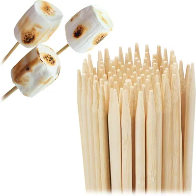 Productafbeelding van Satéprikkers - Set van 300 - Bamboe - 40 cm lang - Marshmallows - Fruit - Satés - Etc - Ø 4mm