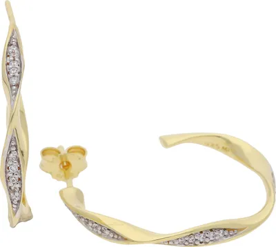 Produktbild von JuwelmaLux Halbcreolen 925 Sterling Silber Gold plattiert mit synth. Zirkonia JL20-06-0691