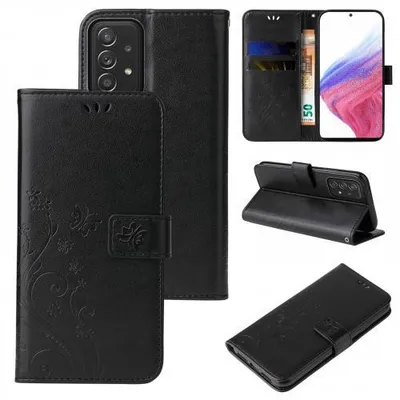 Produktbild von Kunstleder Flip-Hülle Floral für Samsung Galaxy A53 5G - Farbe: Schwarz - Modellkompatibilität: Für Samsung Galaxy A53 5G