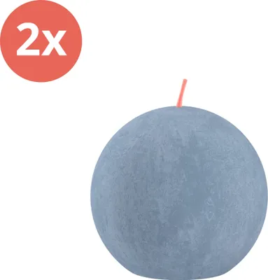 Produktbild von Bolsius - Rustikale Kugelkerze - Ø76mm - Himmelblau - Vorteilspack - 2 Stücke