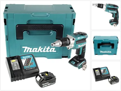 Obrázok produktu pre Makita DFS 250 RF1J akumulátorový skrutkovač na sadrokartón 18 V bez kefiek + 1x akumulátor 3,0 Ah + nabíjačka + Makpac