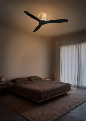 Produktbild von CREATE - WIND CALM CUSTOM RATTAN - Leiser Deckenventilator 40W Ø132 cm 100% Holz mit LED-Licht an Gehäuse und Lampe
