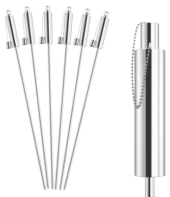 Produktbild von QEENTOE Gartenfackeln 6er Set, Ölfackeln aus Edelstahl für draußen, dekorative Beleuchtung für Gartenparty, Weg, Hinterhof und Rasen‑Deko