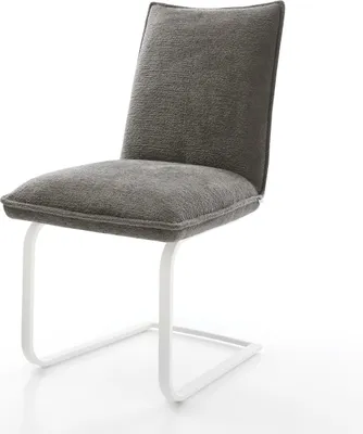 Produktbild von DELIFE Freischwinger Lelio-Flex Bouclé Soft Schlamm Freischwinger flach Weiß Taschenfederkern
