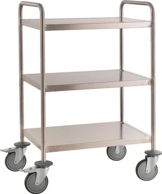 Produktbild von Edelstahl-Servierwagen mit 3 Böden 650 x 440 x 1.010 mm. 200 kg, C3