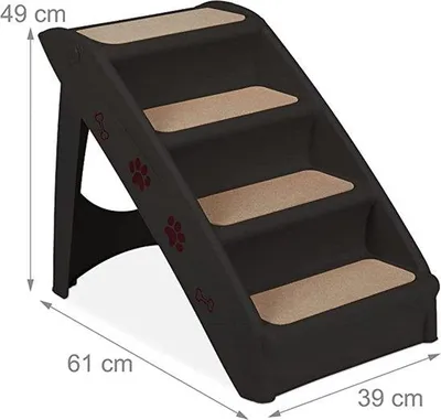 Produktbild von Famanu Hundetreppe klappbar für Auto - 4 Stufen - 49x39x61 cm schwarz