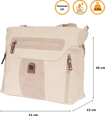 Produktbild von Große Damen Tasche Schultertasche Umhängetasche Henkeltasche Leder Optik Bag  Beige