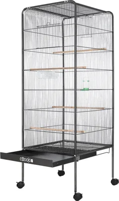 Produktbild von CADOCA® Vogelvoliere XL 146x54x54cm Schmutzschublade indoor outdoor Vogelkäfig Vogelbauer Vogelhaus Voliere mit Zubehör rollbar