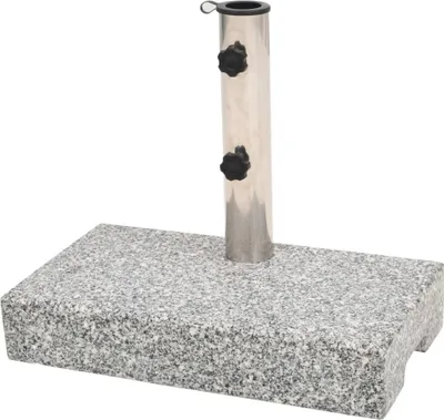 Produktbild von vidaXL Sonnenschirmständer Granit mit Edelstahlrohr, 25 kg, rechteckig, Grau, 45x25x38,5 cm, inkl. 2 Adapter für Sonnenschirmstangen 38/48 mm Durchmesser