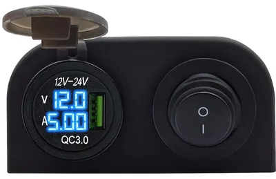 Produktbild von ProRide 12V USB-Autoladegerät QC3.0 mit Voltmeter/Amperemeter, 2-fach