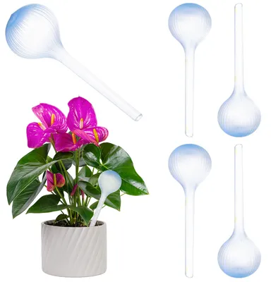 Produktbild von KADAX Bewässerungskugeln 400ml für Pflanzen, 4er Set, automatische Pflanzenbewässerung, Gießhilfe für Zimmerpflanzen, Wasserspender aus Kunststoff (Blau)