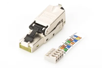 Produktbild von RJ-45 Stecker feldkonfektionierbar, Cat.6.a (silber/schwarz, 1 Stück)
