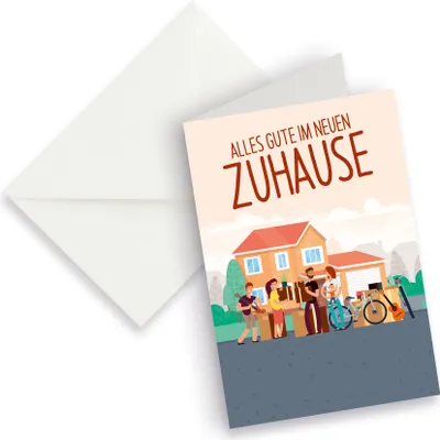 Produktbild von itenga XXL Klappkarte DIN A4 Alles Gute im neuen Zuhause und XXL Briefumschlag