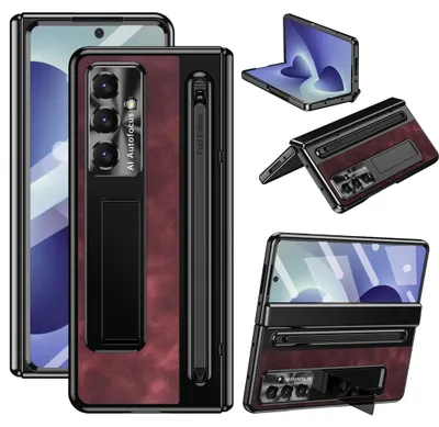 Image de Coque de protection rabattable + film de protection en verre H9 pour Samsung Galaxy Z Fold8 Ultra 5G, couleur rouge