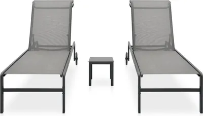 Produktbild von vidaXL Sonnenliegen 2 Stk. mit Tisch Textilene und Stahl