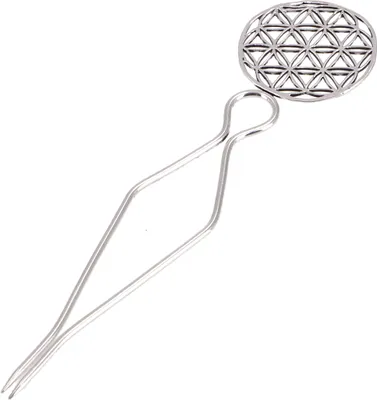 Produktbild von Goa Haarnadel, Messing Haarstab, Hippie Haarspange, Boho Haargabel - Blume des Lebens/silber, Silber-Farben, Haarspangen, Haarschmuck