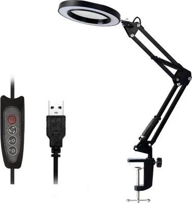 Obrázok produktu pre LED lampa so zväčšovacím sklom – stolná lampa s LED osvetlením – zväčšovacie zrkadlo so stolovým držiakom