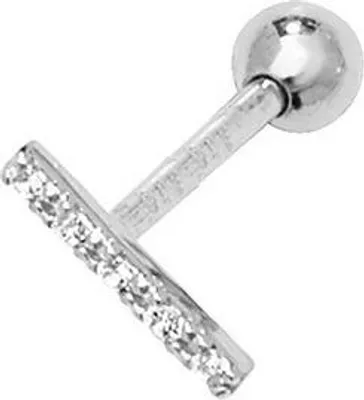Produktbild von Elegante 9 Karat (375) Weißgold Damen - Einzel Knorpel Ohrstecker mit Zirkonia - 8mm; TRS380659KW