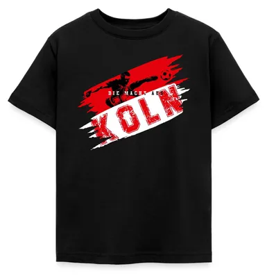 Produktbild von Spreadshirt Die Macht Aus Köln Rot-Weiß Fußball Fan Kinder T-Shirt, 98/104 (3-4 Jahre), Schwarz