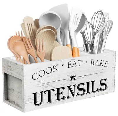 Image de Support en bois pour ustensiles de cuisine, avec 4 compartiments
