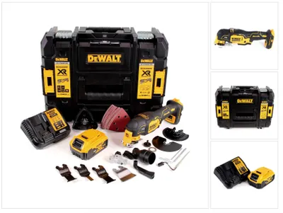 Obrázek produktu pro DeWalt DCS 356 P1 akumulátorové multifunkční nářadí 18 V bezkartáčové + 1x akumulátor 5,0 Ah + nabíječka + 19dílné příslušenství + TSTAK