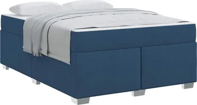 Produktbild von Bettrahmen mit Matratze Blau 160 x 200 cm Stoff