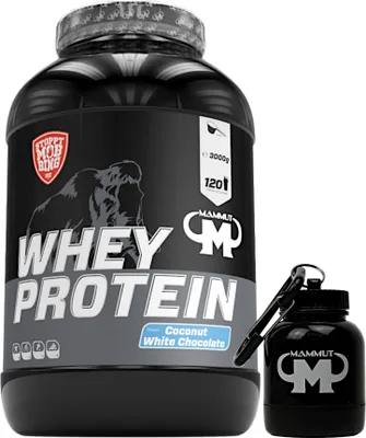 Produktbild von Whey Protein 3000 g Dose - 120 Portionen Eiweiß + GRATIS Powderbank, Geschmack: Coconut White Chocolate