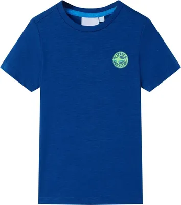 Produktbild von Kinder T-Shirt Dunkelblau Gr. 116 mit Hai-Aufdruck aus 100 % Baumwolle