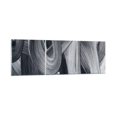 Produktbild von Bilder auf glas - 3 Teile - Farbe Pinsel Schwarz - 90x30cm - Glasbilder - Wandbilder - Bilder - zum Aufhängen bereit - Wanddekoration aus Glas - Glas Bilder - Wandbild auf Glas - GCA90x30-5024