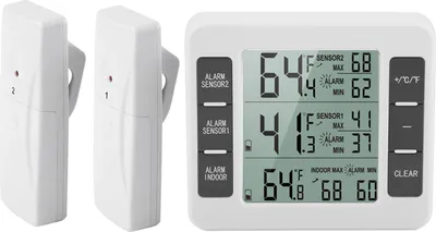 Image de Thermomètre sans fil pour réfrigérateur avec alarme sonore numérique et capteur 2PCS Affichage Min/Maximum