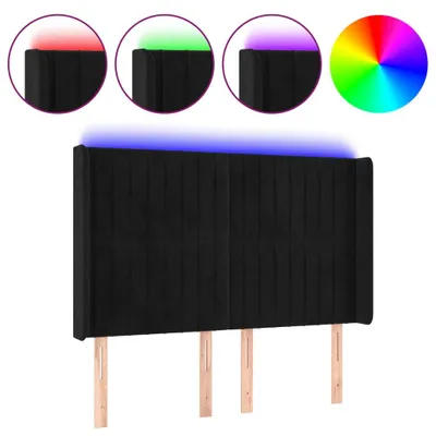 Produktbild von vidaXL LED Kopfteil Schwarz 147x16x118/128 cm Samt