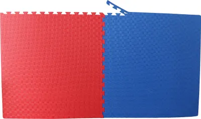 Produktbild von 10er Set Sportmatte/Steckmatte mit Zwischenschicht Judo/Karate/Yoga/Kampfsport Poolunterlage Rot-Blau 1mx1mx0,02m (0560010)
