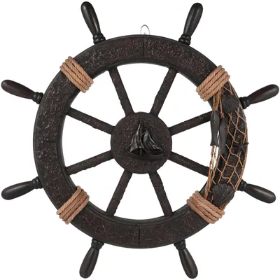 Produktbild von Holzbootsteuer - Wanddekoration maritim - 45x45 cm - rustikale Eleganz