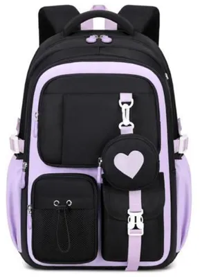 Produktbild von Schulrucksack Mädchen 1.-5. Klasse mit Münzbeutel, Schwarz, 31x16x45cm