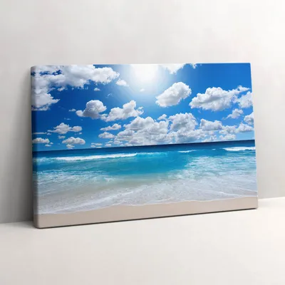 Produktbild von Strand, Meer und Horizont – Leinwandbild Wandbild – 60x40 cm – Leinwandbilder – Wandbilder – Schlafzimmer – Flur